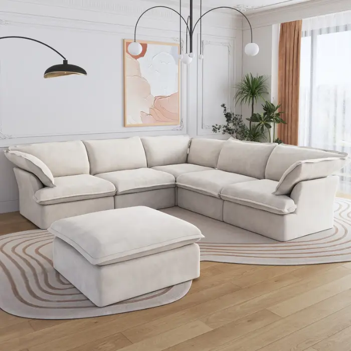 Lusso Cloud Corner Sofa (White) 1 L shaped Sofa Set in pakistan Lusso Corner Sofa White Featured