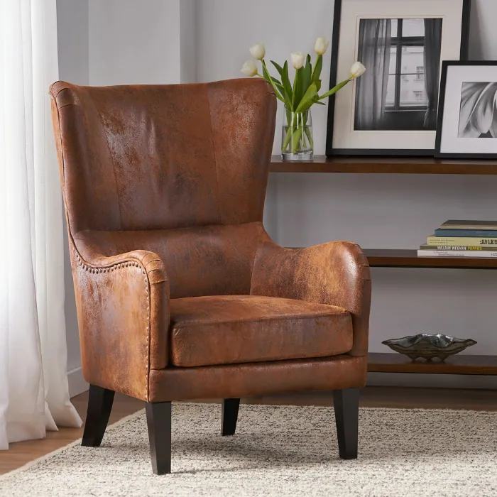 Crown Upholstered Wingback Chair Crown Upholstered Wingback Chair with background