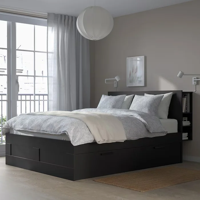 Brighton Storage Bed – Black, modern storage bed with built-in drawers for space-saving bedroom organization Brighton Storage Bed – Black, modern storage bed with built-in drawers for space-saving bedroom organization