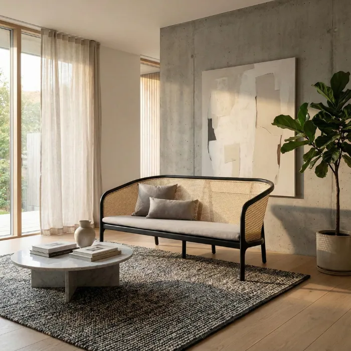 Elaila Cane Sofa Elaila Cane Sofa with background view