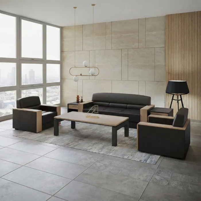 Velora sofa set Velora Classic Sofa set With Premium Lether and wooden armrest