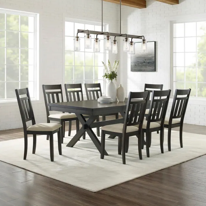 Trement Dining Set Trement Dining Set - Wooden 9-Piece Table & Chairs with Upholstered Seats