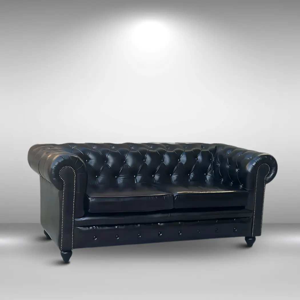 2 seater simple (2) featuring Coal Prestige Chesterfield Leather Sofa