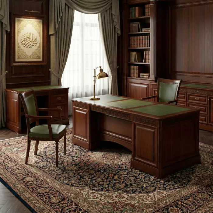 Conte Office Package Collective image for conte office package including executive table, credenza, side rack, visitor and revolving chairs