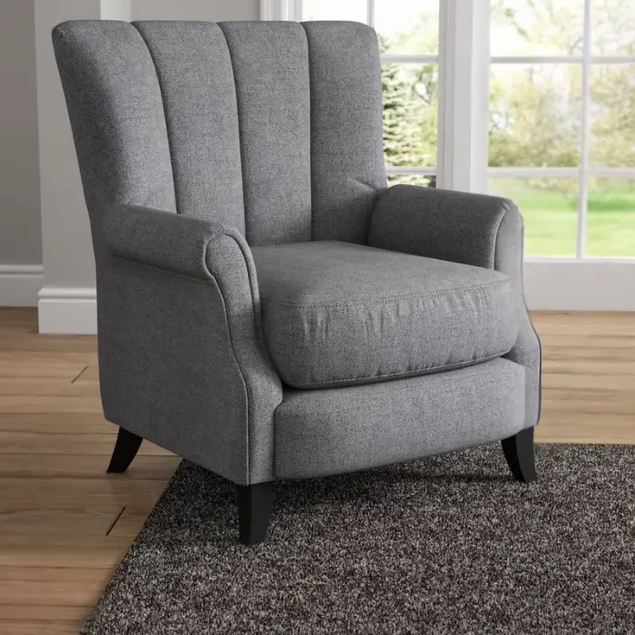 OSLO Wing Armchair Gray 1 Oslo wing armchair gray bedroom chair full view with background