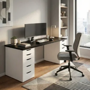 alex desk with a matching rolling chair in a modern room